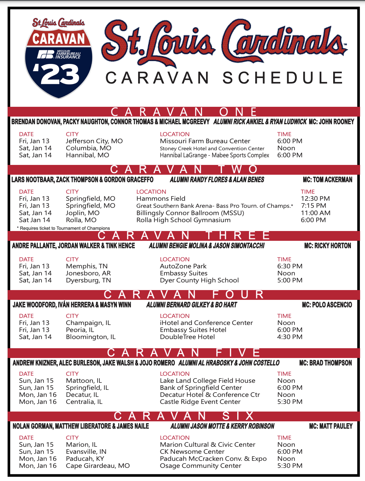 Cardinals Caravan 2023 Schedule is out - News from Rob Rains