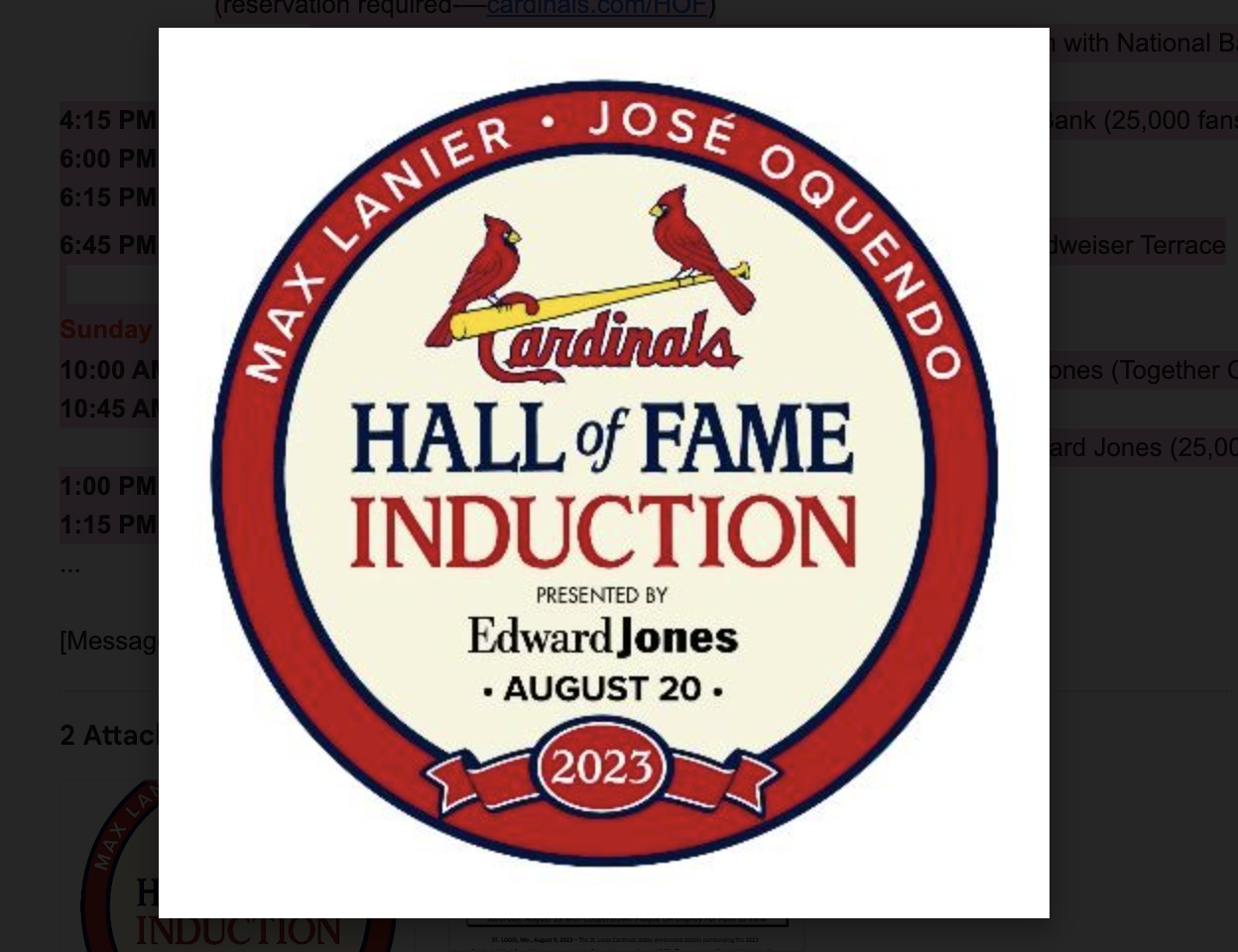 Cardinals announce details for their Hall-of-Fame Weekend Aug. 19