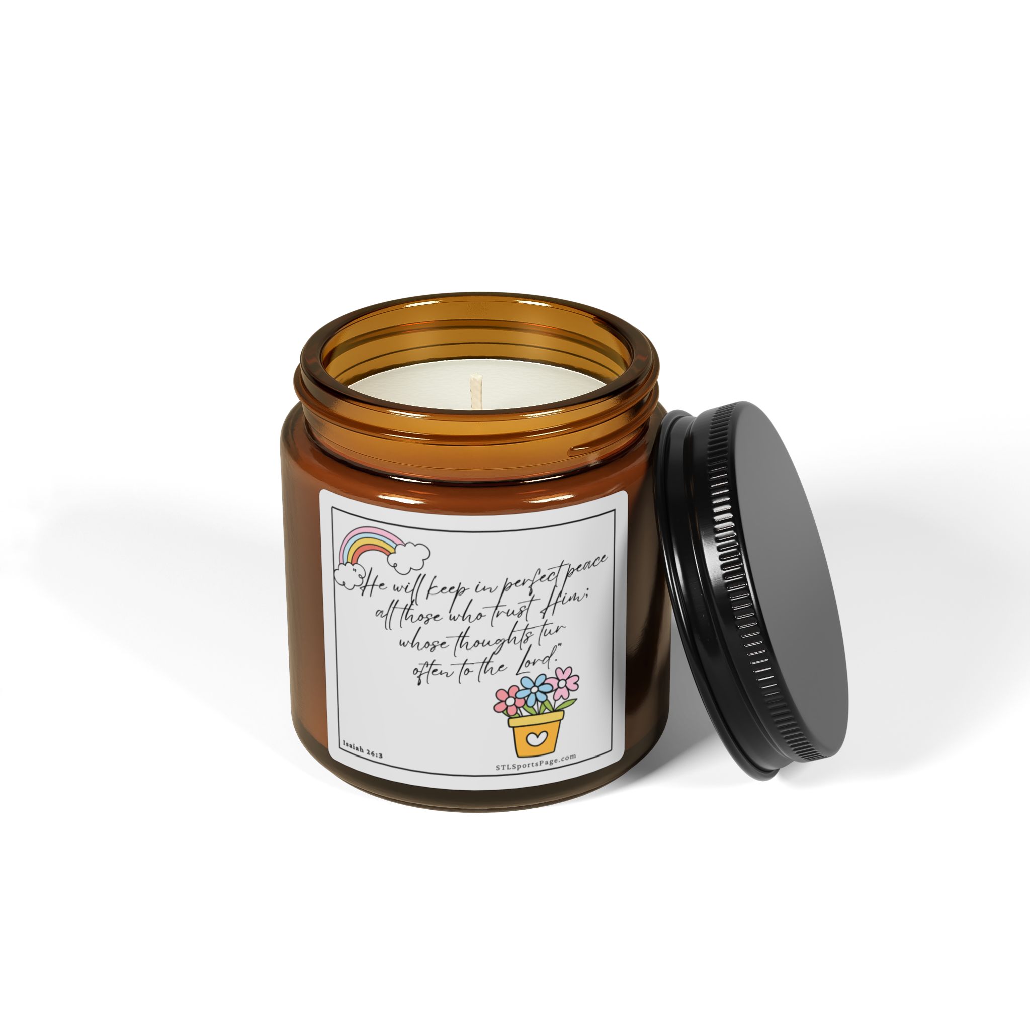 Inspirational Soy Candle — Amber Jar with hopeful Bible verse - Image 2