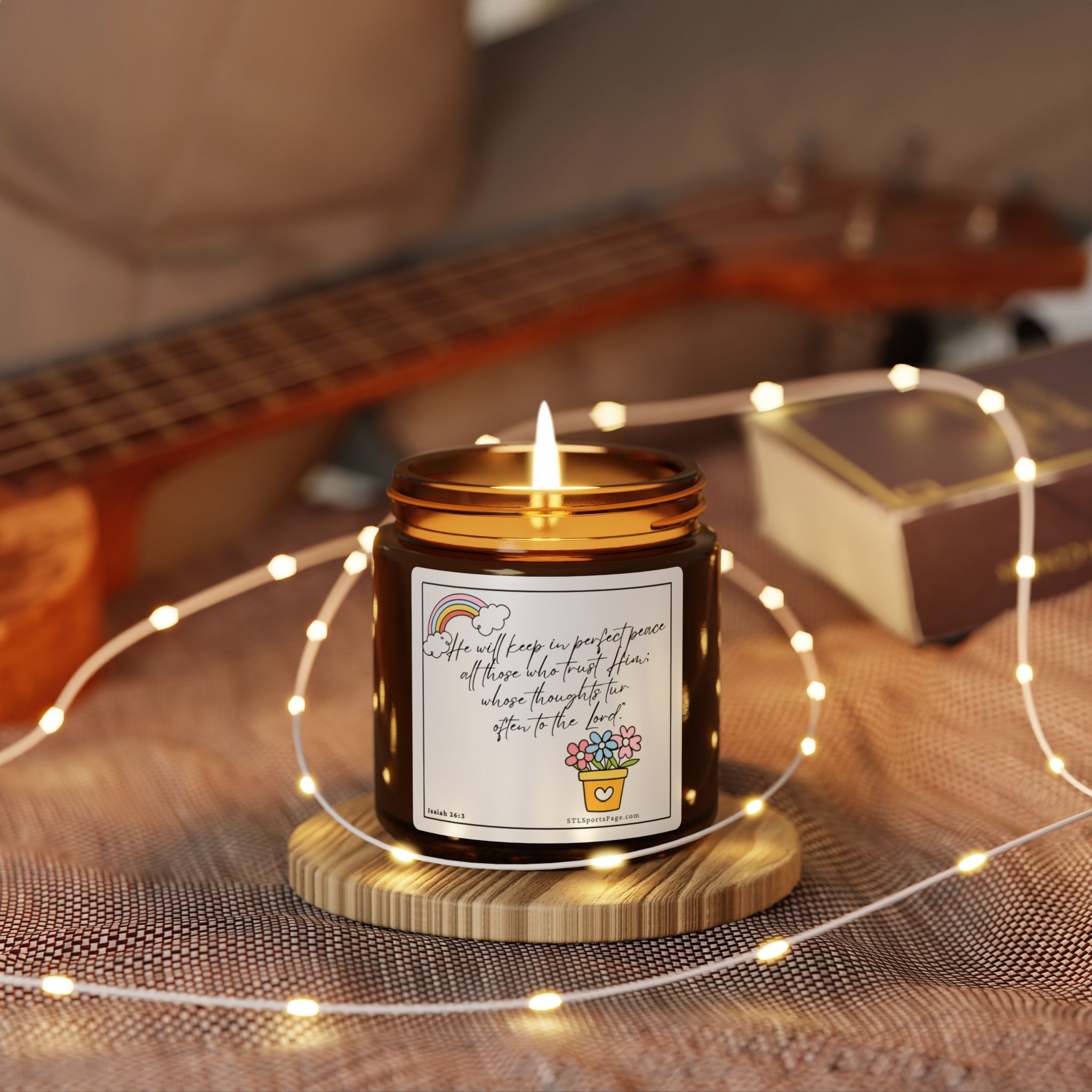 Inspirational Soy Candle — Amber Jar with hopeful Bible verse - Image 3