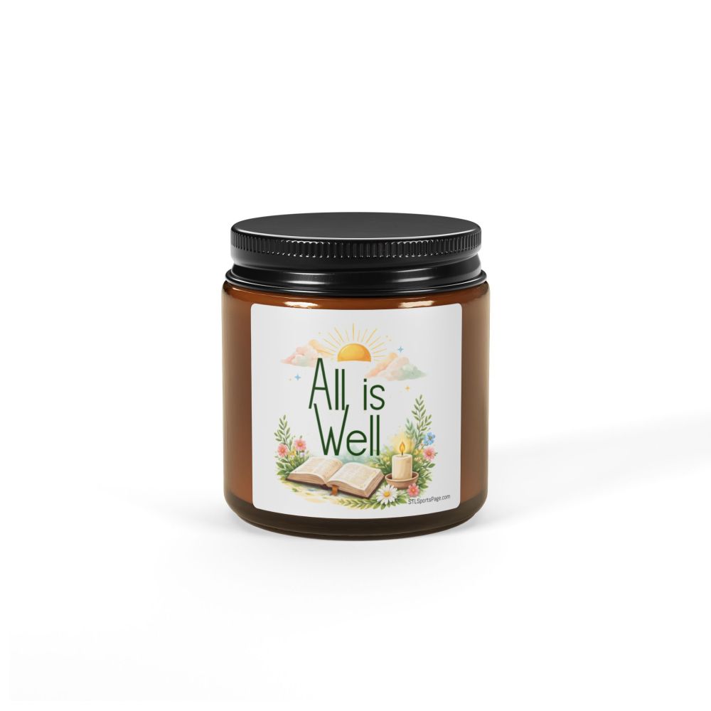 Soy Candle — “All Is Well” Amber Jar Scented Candle (Multiple Sizes)