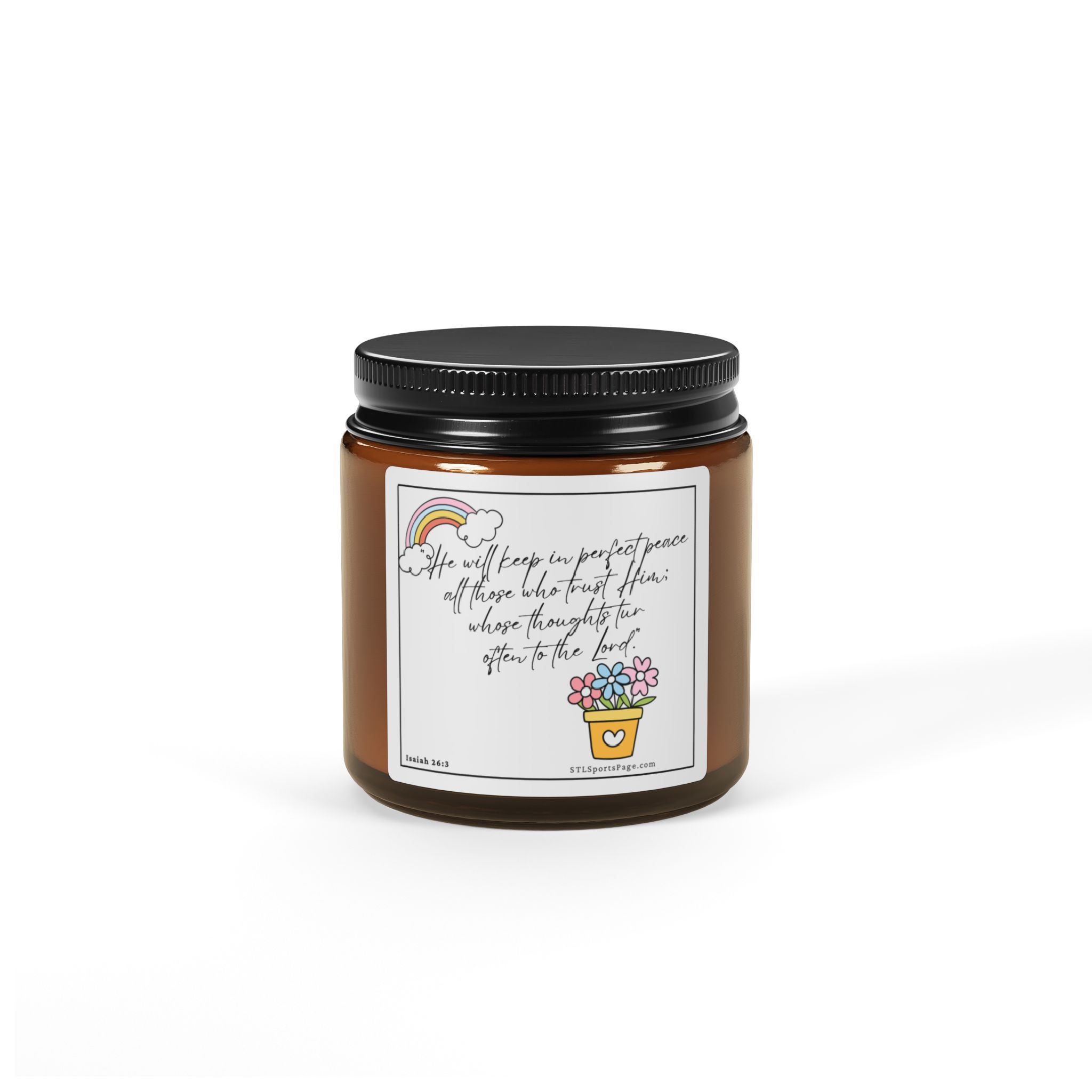 Inspirational Soy Candle — Amber Jar with hopeful Bible verse