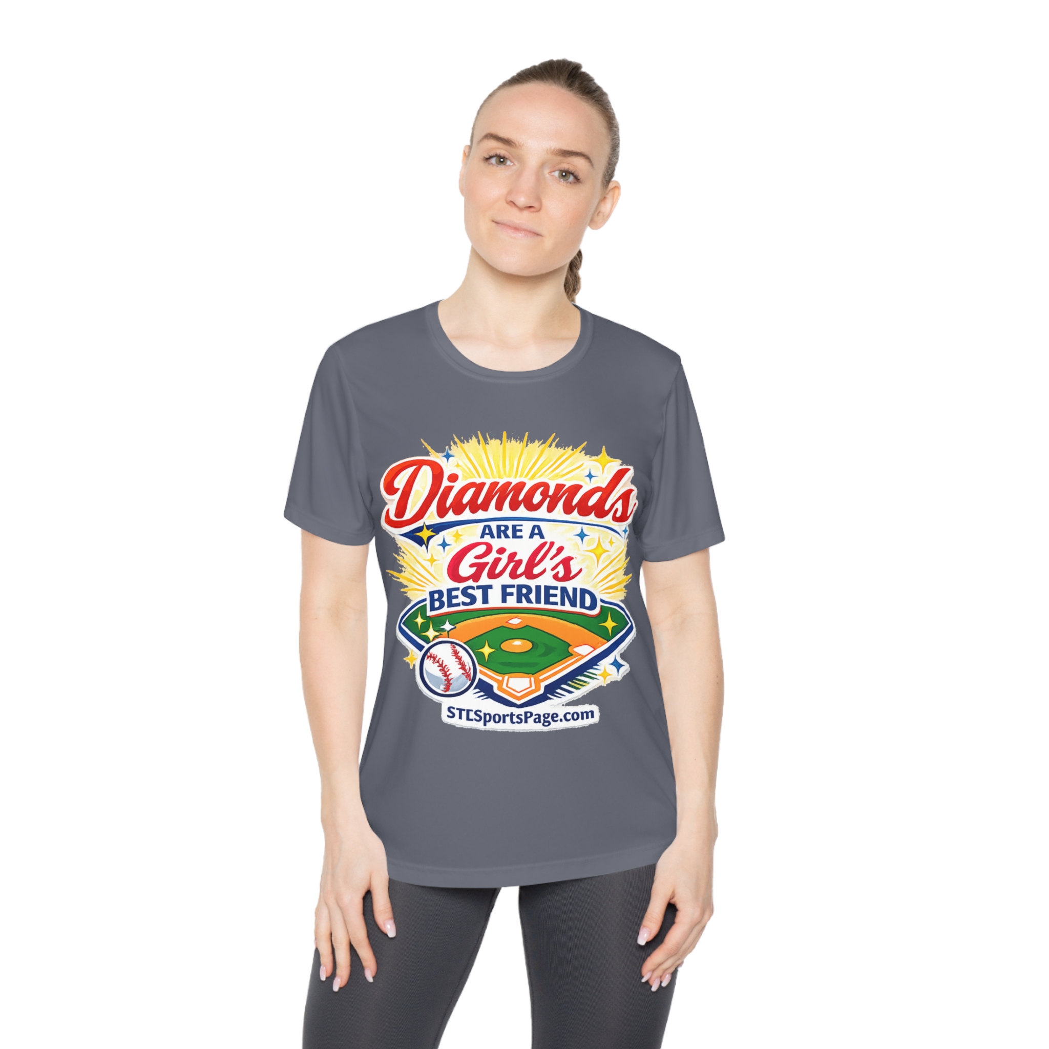 Diamonds Are a Girl's Best Friend Baseball Tee — Ladies Softstyle Sport Shirt - Image 3