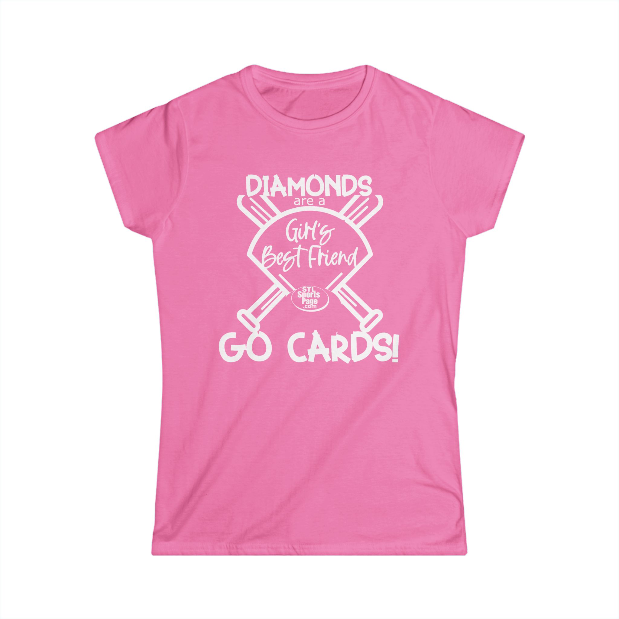 "Diamonds are a Girl's Best Friend- Go Cards!" --Women's Classic softstyle White Tee - Image 3