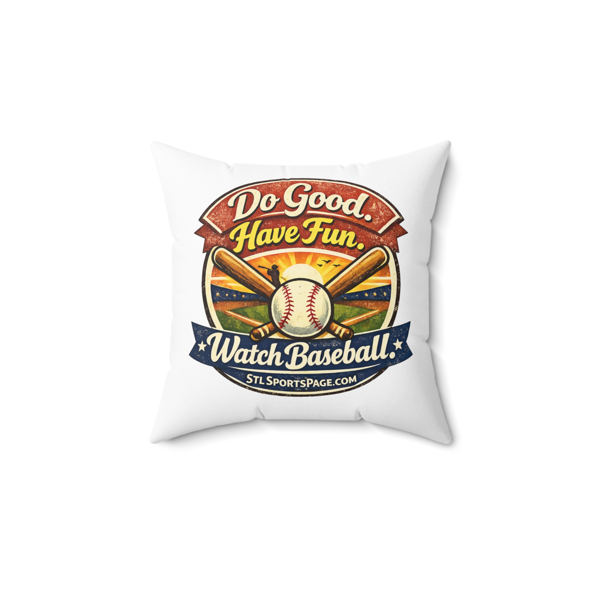 Do Good Have Fun Watch Baseball Pillow - Vintage Baseball Decorative Throw Pillow