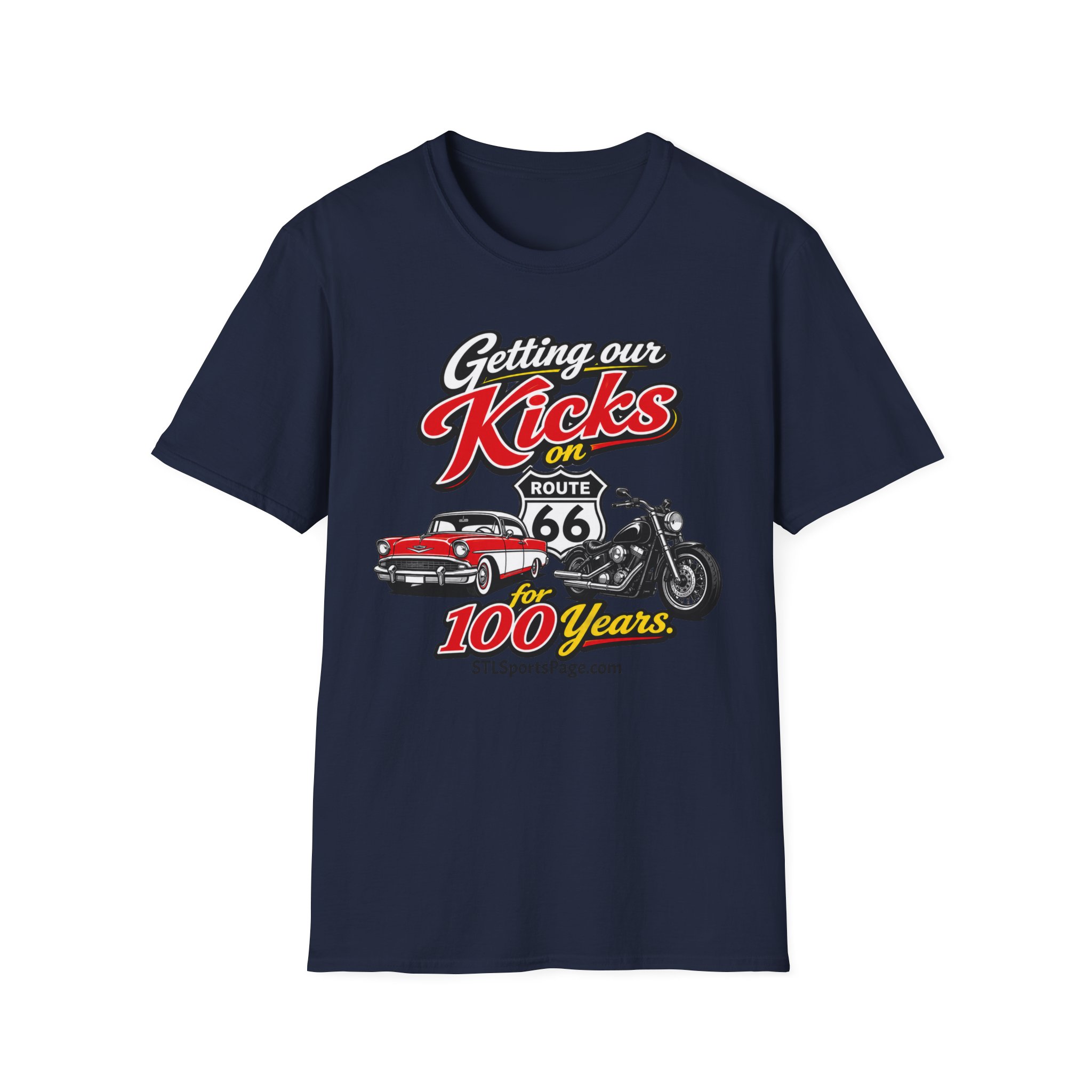 Route 66 100th Anniversary- "Getting Our Kicks on Route 66" Vintage STLSportsPage.com T-Shirt - Image 9