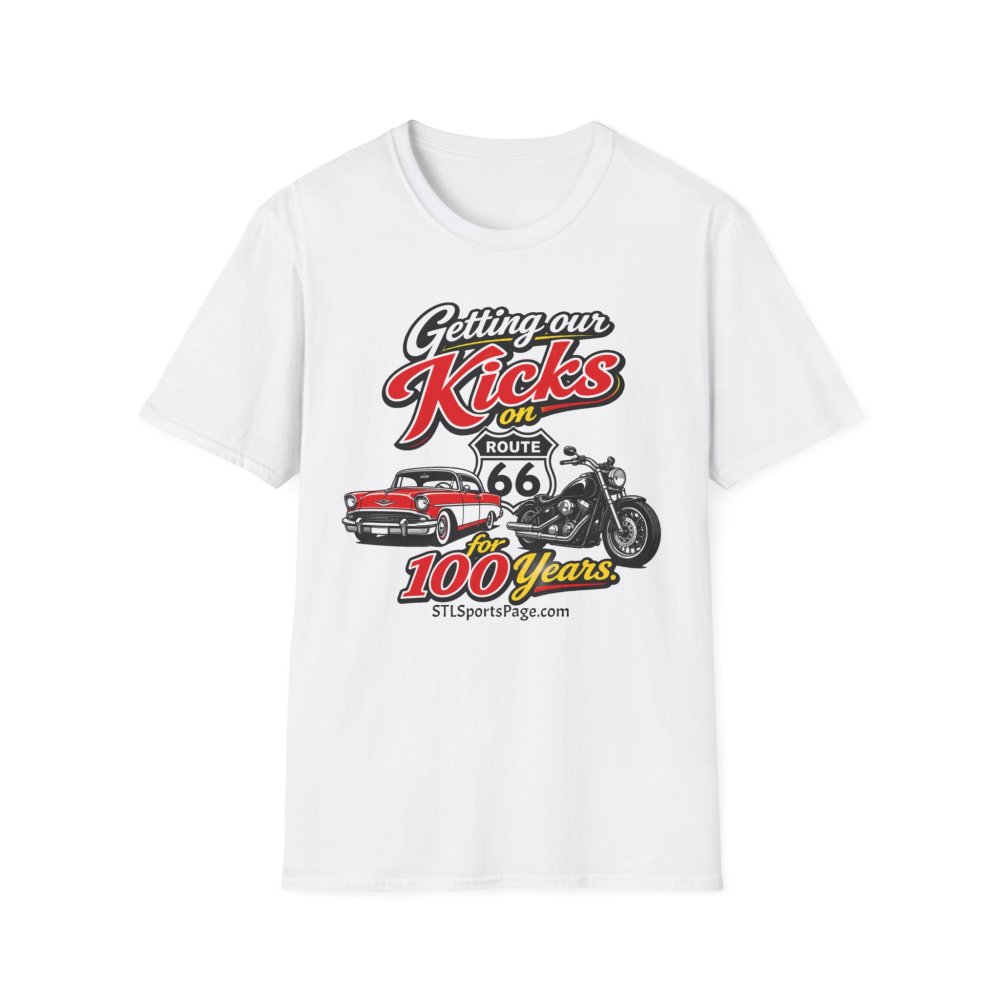 Route 66 100th Anniversary- "Getting Our Kicks on Route 66" Vintage STLSportsPage.com T-Shirt