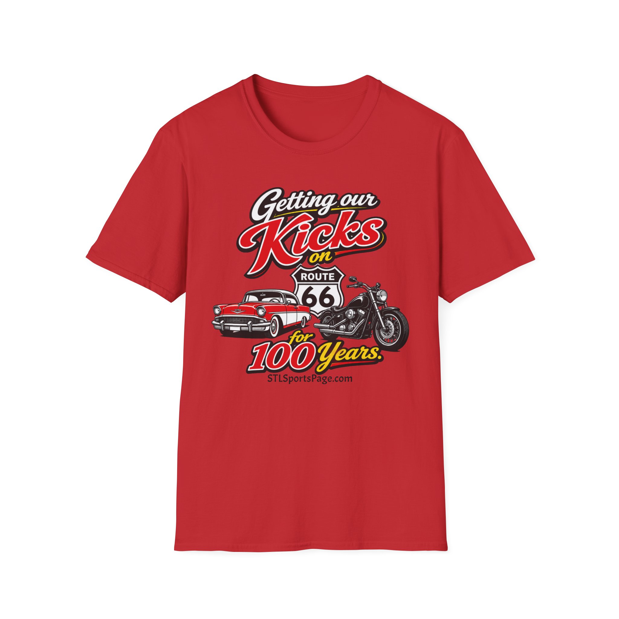 Route 66 100th Anniversary- "Getting Our Kicks on Route 66" Vintage STLSportsPage.com T-Shirt - Image 13