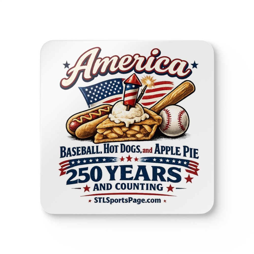 America 250 Years Coaster Set – Baseball, Hot Dogs & Apple Pie , STLSportsPage.com Cork Coasters (Set of 4)