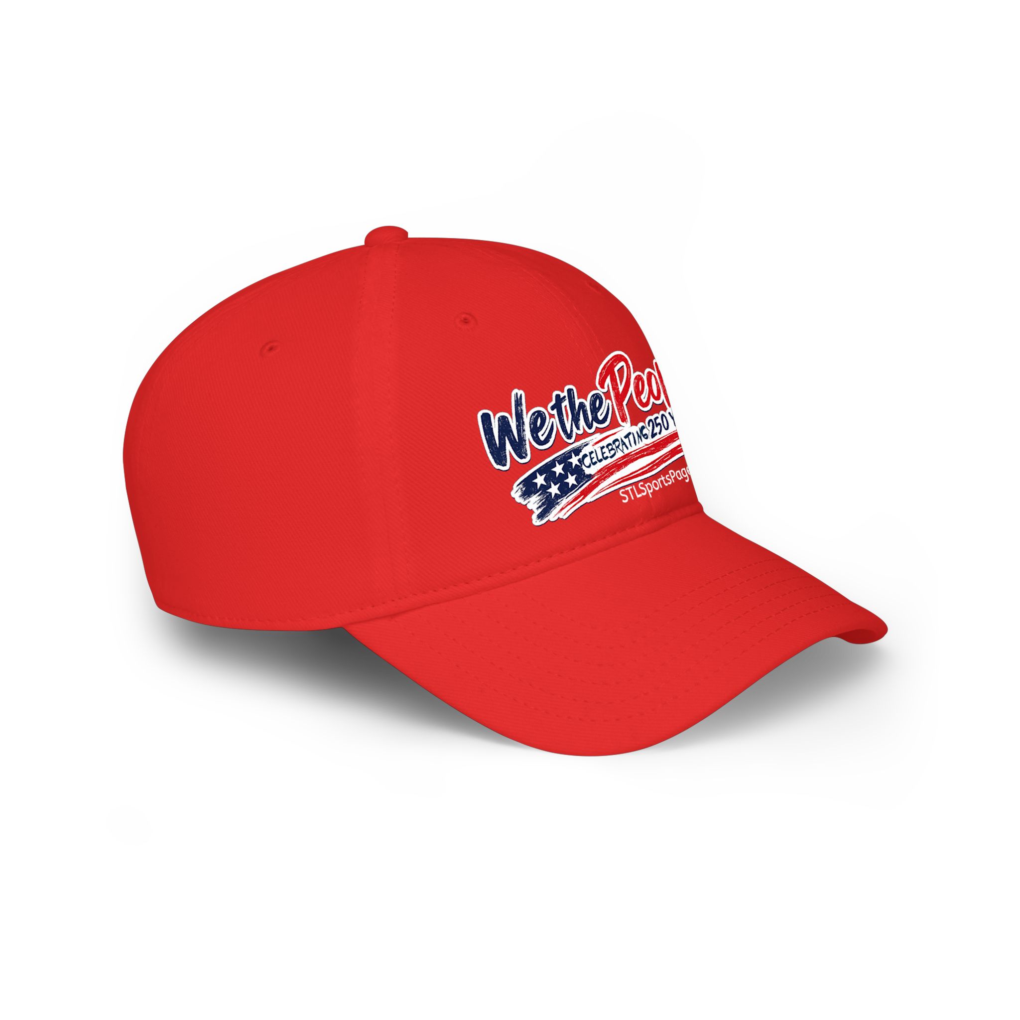 We the People Red Low Profile Baseball Cap — Celebrating 250 Years (Patriotic USA Flag Design) - Image 4