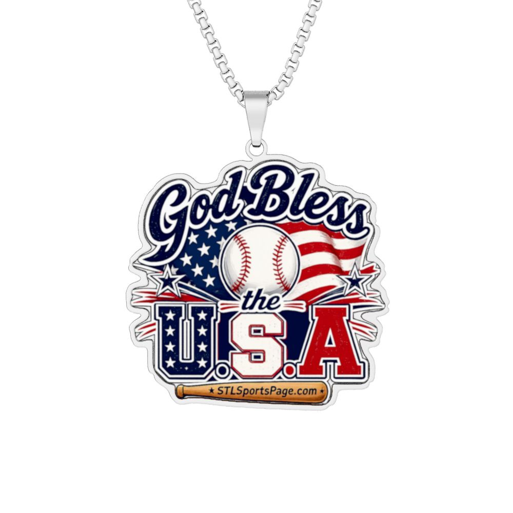 God Bless the USA Baseball Photo Pendant - Custom Cut STLSportsPage.com Necklace