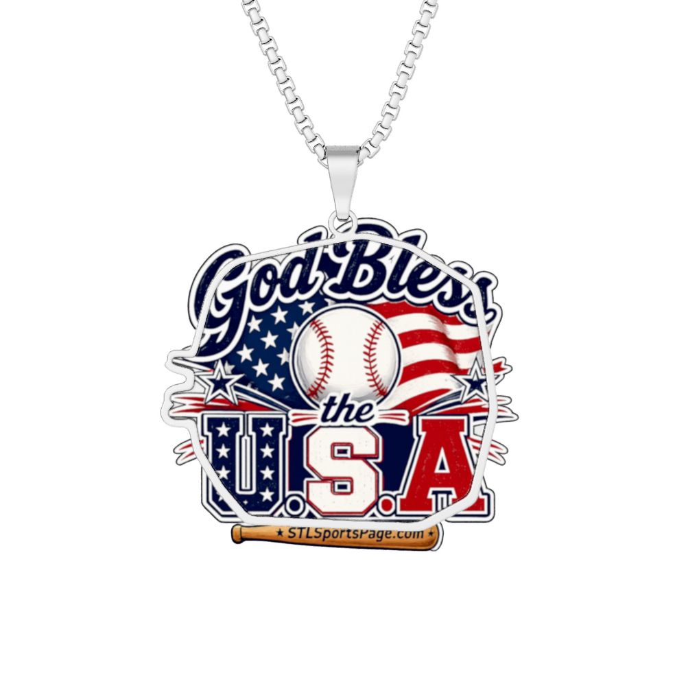 "God Bless the USA "Patriotic Baseball STLSportsPage Pendant