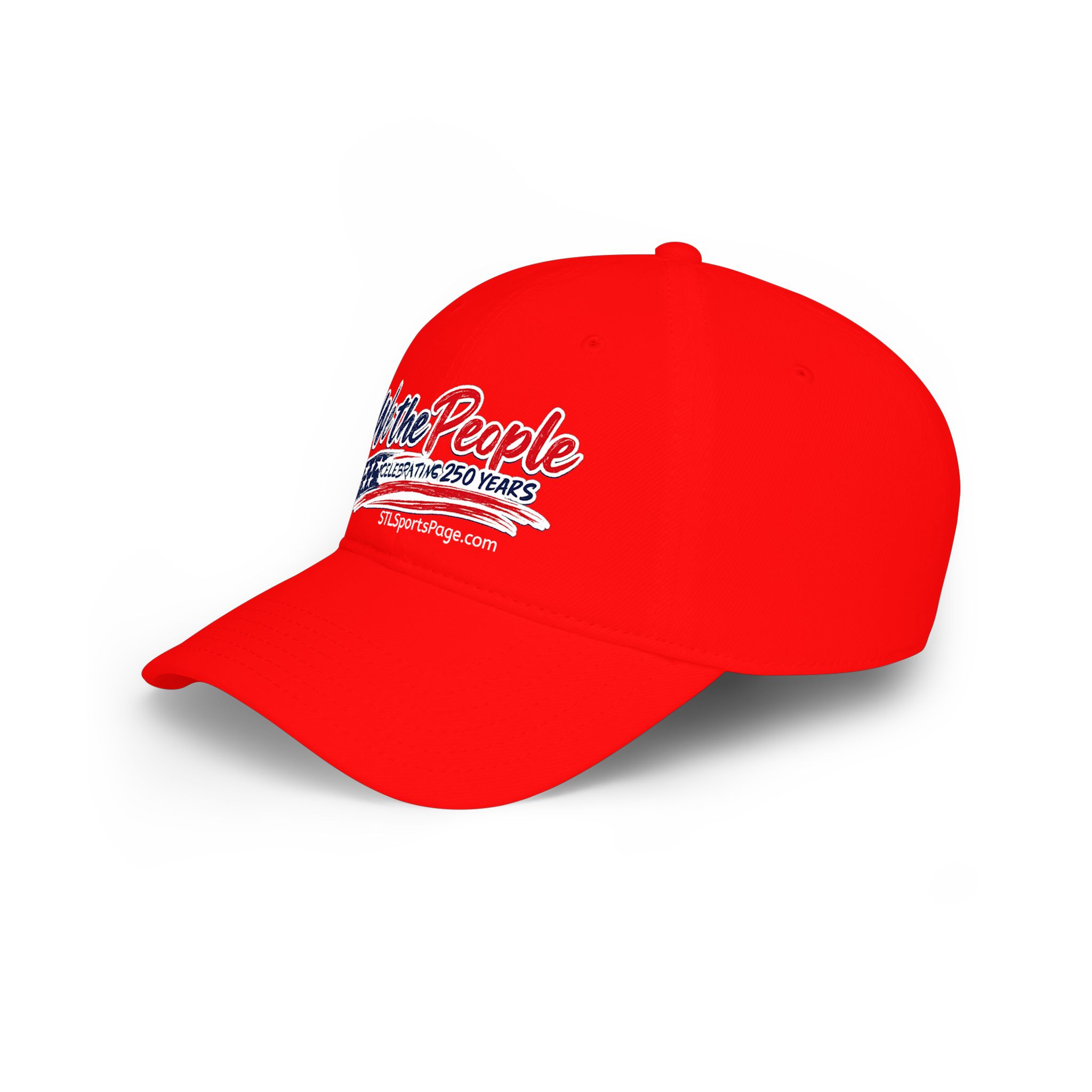 We the People Red Low Profile Baseball Cap — Celebrating 250 Years (Patriotic USA Flag Design) - Image 3