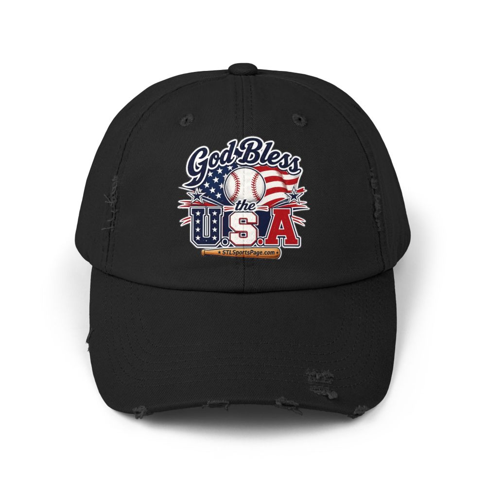 God Bless the USA Distressed Baseball Cap