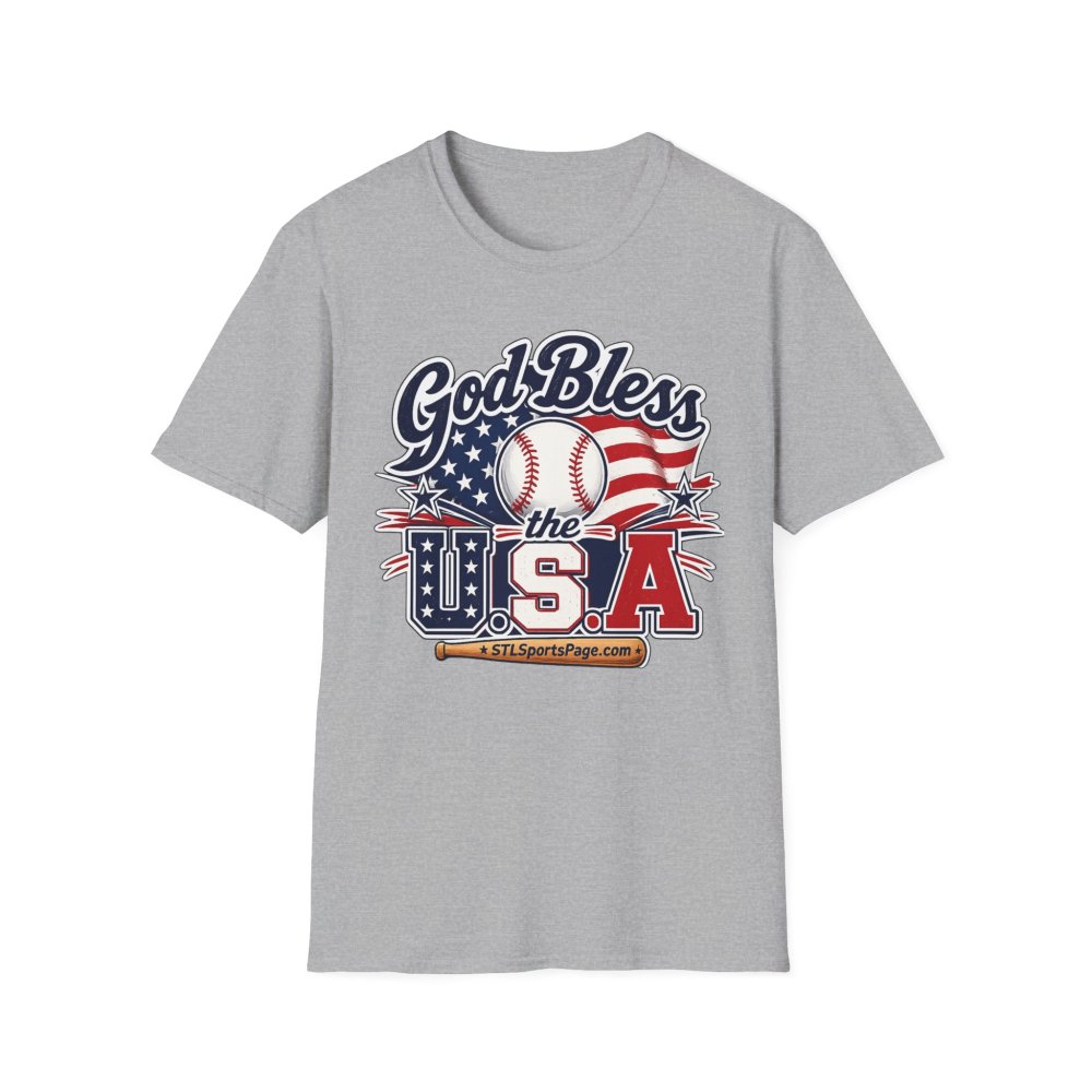 God Bless the USA Baseball T-Shirt — Patriotic American Flag Sports Tee