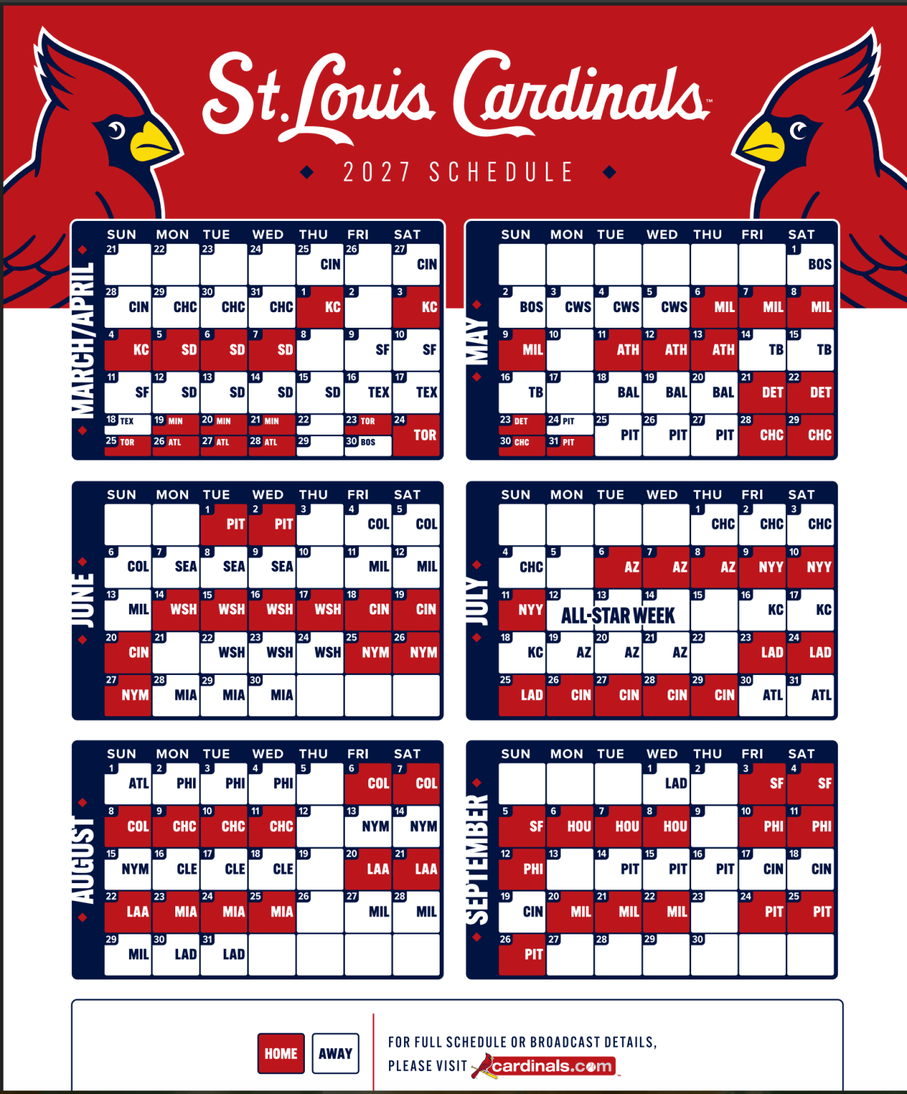 Cardinal Schedule 2027 Nfl