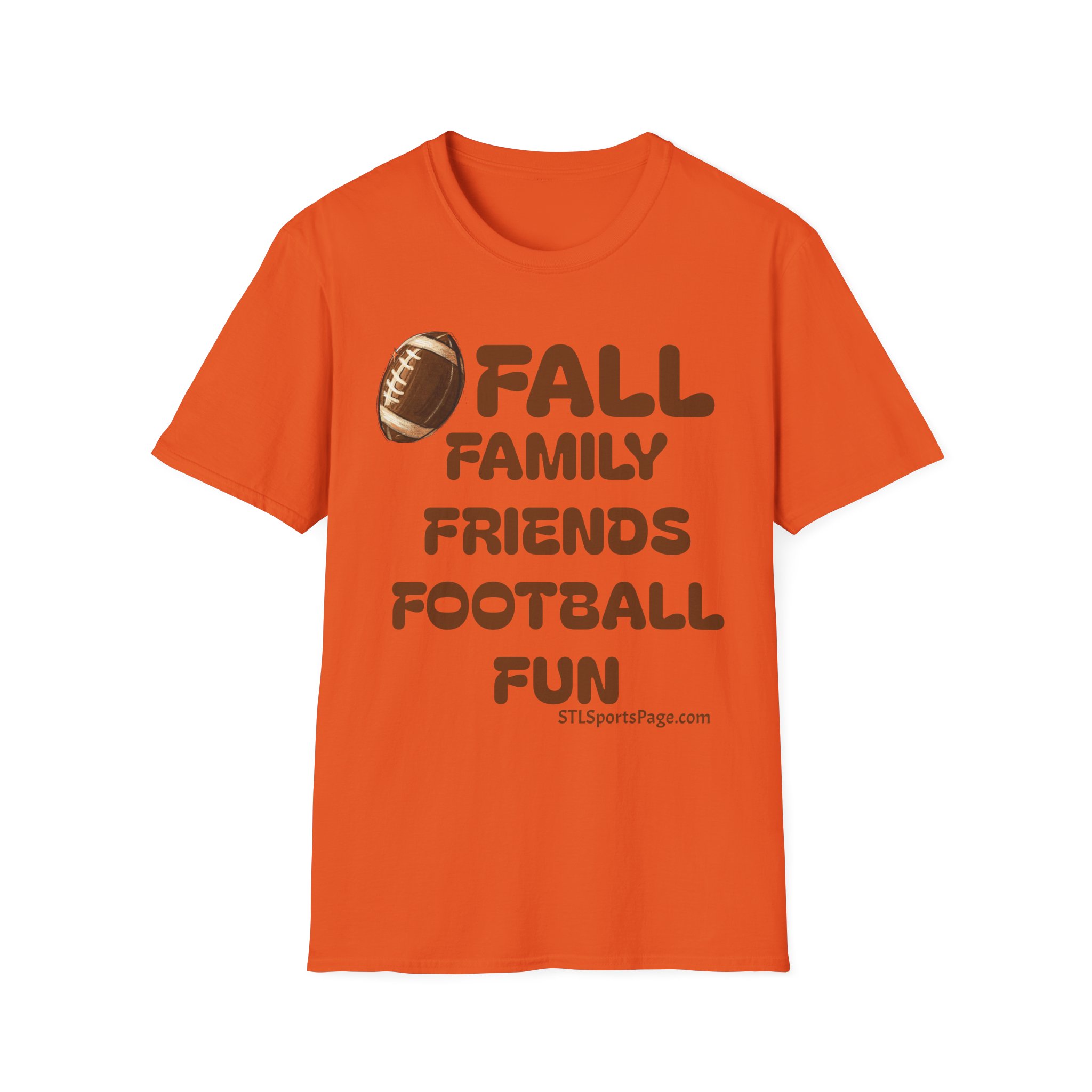 "Fall: Family, Friends, Football, Food" Unisex Softstyle T-Shirt - Image 3