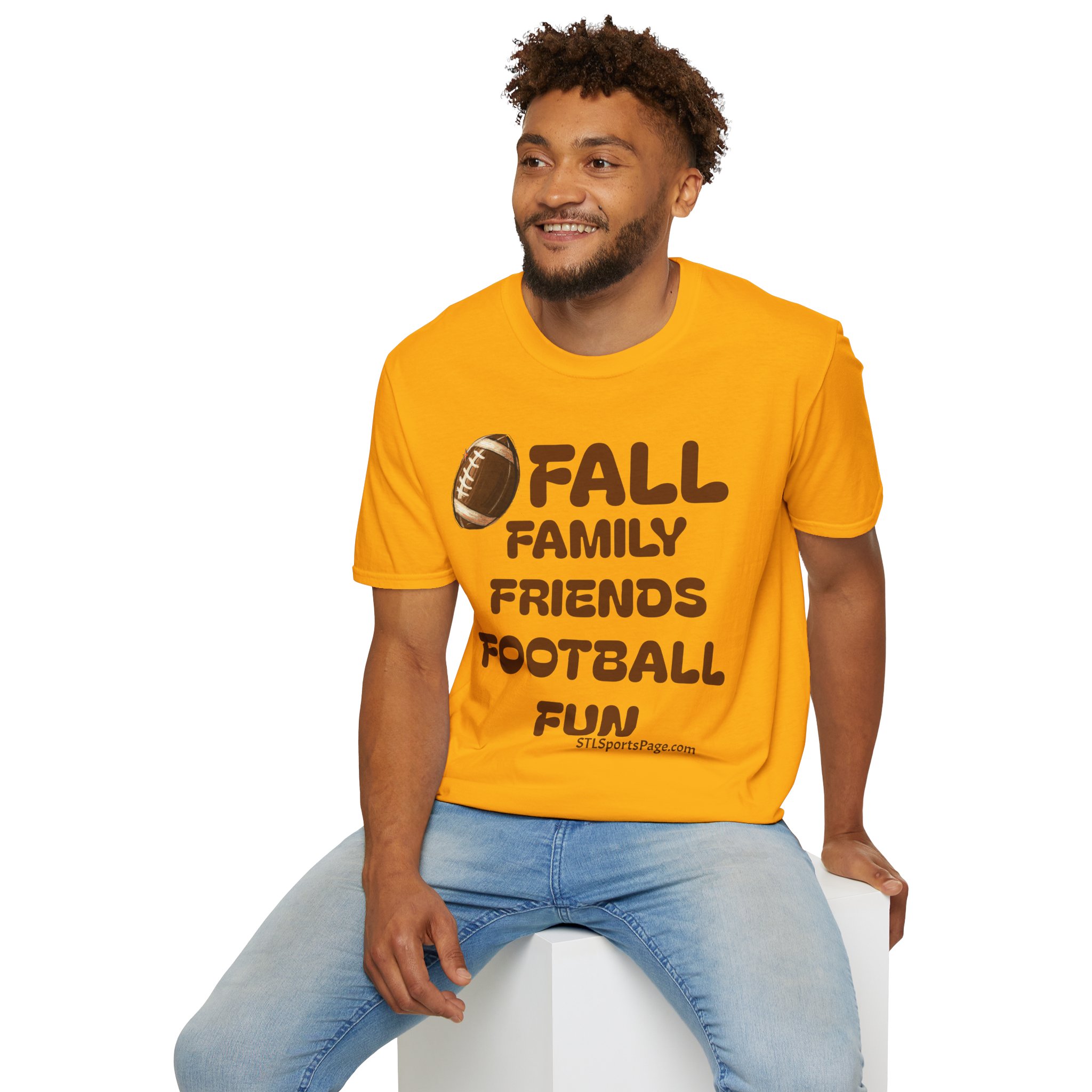 "Fall: Family, Friends, Football, Food" Unisex Softstyle T-Shirt - Image 2